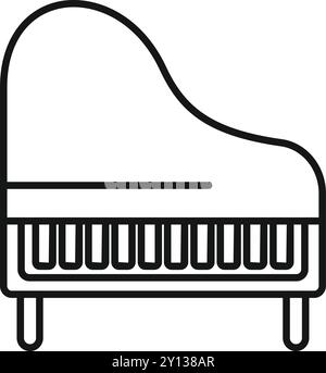 Simple line drawing of a grand piano, a timeless symbol of elegance and musicality often found in concert halls Stock Vector