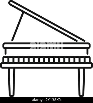 Simple and elegant line drawing of a grand piano with its lid open, ready to create beautiful music Stock Vector