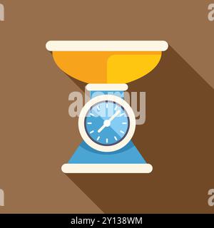 Kitchen scale icon with a long shadow perfect for a baking or cooking project Stock Vector