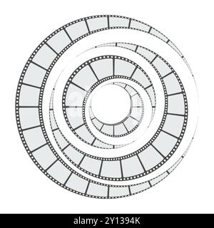 Spiral filmstrip design. Abstract movie reel illustration. Vector graphic. Stock Vector