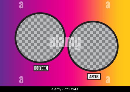Gradient background. Vector before after. Editable frame illustration. Stock Vector
