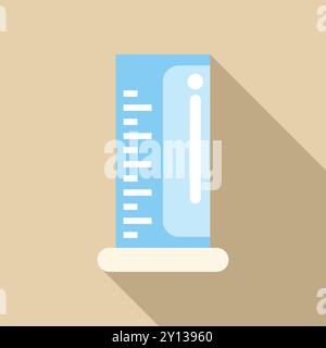 Simple icon of a graduated cylinder with a long shadow, ideal for scientific or educational projects Stock Vector