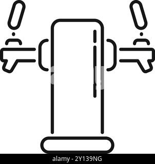 Double beer tap standing on a countertop dispensing craft beer for customers in a pub Stock Vector