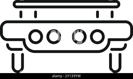 Simple line art vector icon of a magnetic levitation train levitating above a rail Stock Vector