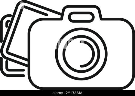 This icon represents a digital camera taking multiple pictures in a row Stock Vector