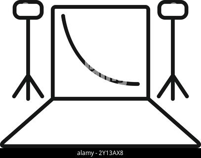 Empty photo studio is ready for a professional indoor photoshoot with a model Stock Vector