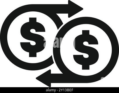 This vector icon represents a currency exchange, showing a concept of money transfer Stock Vector