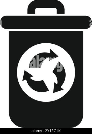 Simple vector icon of a recycling bin with arrows forming a circle, representing the concept of circular economy Stock Vector