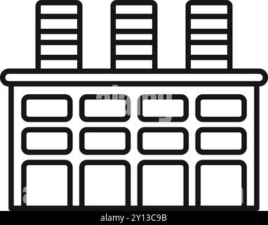 Industrial building factory with three chimneys manufacturing plant icon in outline style Stock Vector
