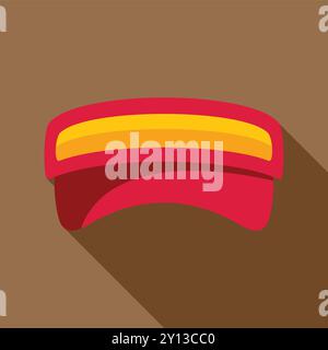 Red and yellow sun visor casting a long shadow on a brown background Stock Vector
