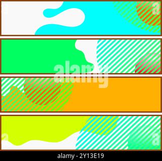 This image features four horizontal banners with vibrant abstract designs Each banner showcases a unique combination of colors shapes and textures Stock Vector