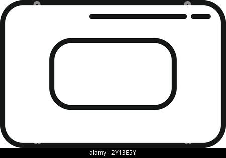 Simple line icon of a browser window with rounded corners showing a blank page Stock Vector