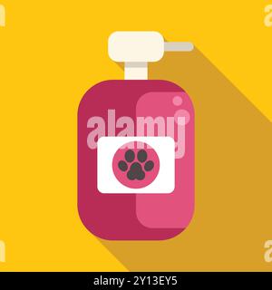 Pink plastic bottle with dispenser containing pet shampoo or medicine for dogs and cats Stock Vector