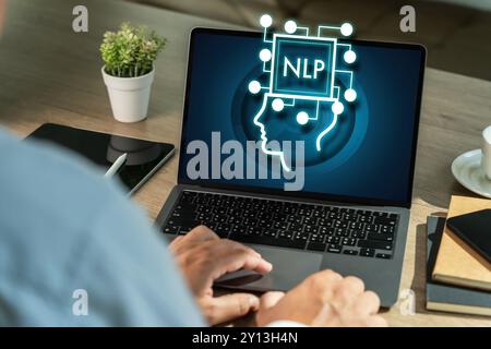 NLP natural language processing data network digital technology computer processor to connecting Stock Photo