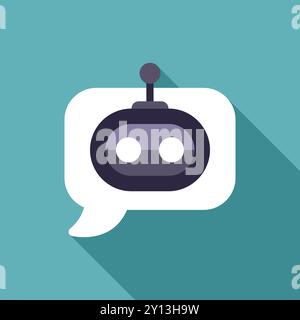 Chatbot character giving an answer inside a speech bubble, symbolizing customer support Stock Vector