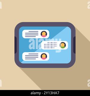 Modern smartphone displaying an instant messaging app, showcasing chat bubbles with recent conversation history Stock Vector