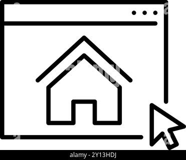 Home page. Web browser and mouse click. Pixel perfect vector icon Stock Vector