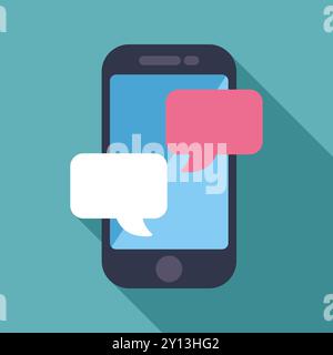 Smartphone displaying two speech bubbles, representing instant messaging and communication Stock Vector