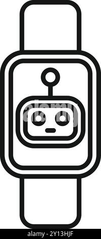 Simple vector icon of a smartwatch displaying a chatbot interface Stock Vector
