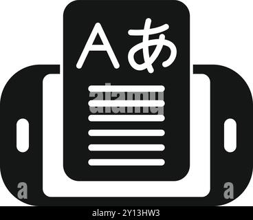 This vector illustration depicts a smartphone displaying a language translation app, emphasizing the concept of global communication Stock Vector