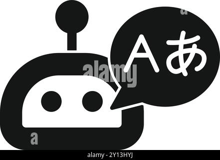 Chatbot speaking japanese language icon in glyph style, suitable for any purposes related to artificial intelligence Stock Vector