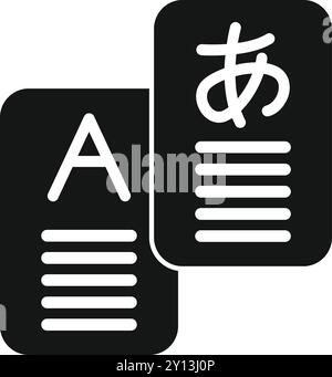 This vector icon represents the concept of translating languages, using japanese and english as examples Stock Vector