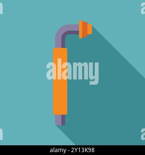 Gas welding torch icon in flat style with long shadow on turquoise background Stock Vector