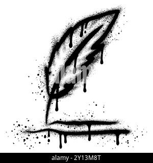 old style quill pen graffiti with black spray paint. vector illustration. Stock Vector