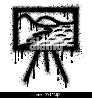 painting on canvas in graffiti style with black spray paint. vector illustration. Stock Vector