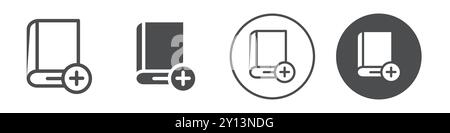 Add book icon simple flat vector symbol outline collection set logo Stock Vector