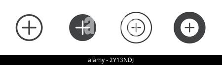 Add new icon simple flat vector symbol outline collection set logo Stock Vector