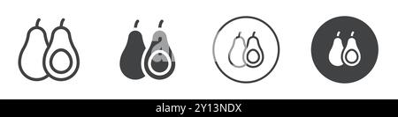 Avocado fruit icon simple flat vector symbol outline collection set logo Stock Vector