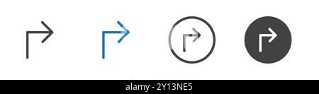 Arrow pointing to the right icon simple flat vector symbol outline collection set logo Stock Vector