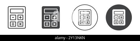 Calculator icon simple flat vector symbol outline collection set logo Stock Vector