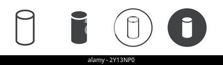 Cylinder geometrical figure icon simple flat vector symbol outline collection set logo Stock Vector