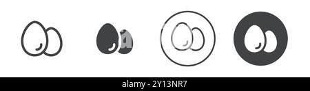 Chicken eggs icon simple flat vector symbol outline collection set logo Stock Vector