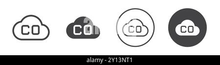 CO gas cloud icon simple flat vector symbol outline collection set logo Stock Vector