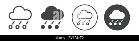 Cloud with hail icon simple flat vector symbol outline collection set logo Stock Vector