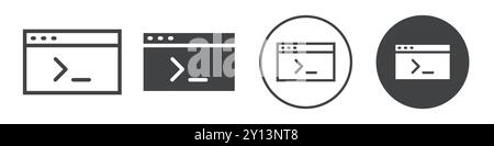 Command console icon simple flat vector symbol outline collection set logo Stock Vector