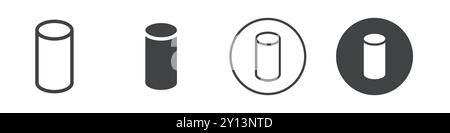 Cylinder geometrical icon simple flat vector symbol outline collection set logo Stock Vector