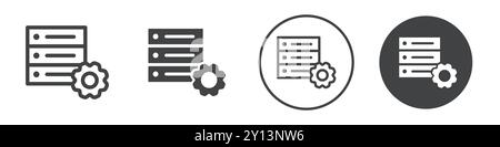 Data center configuration icon simple flat vector symbol outline collection set logo Stock Vector