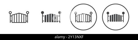 Decorative gate icon simple flat vector symbol outline collection set logo Stock Vector