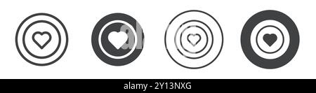 Heart on a plate icon simple flat vector symbol outline collection set logo Stock Vector