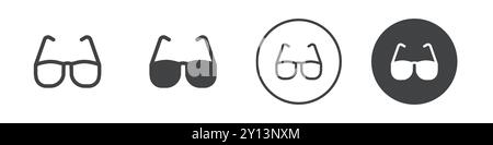 glasses icon simple flat vector symbol outline collection set logo Stock Vector