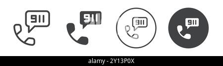 Emergency call icon simple flat vector symbol outline collection set logo Stock Vector