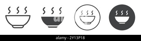 Hot soup bowl icon simple flat vector symbol outline collection set logo Stock Vector