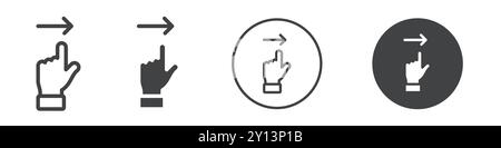 Finger swipe right gesture icon simple flat vector symbol outline collection set logo Stock Vector