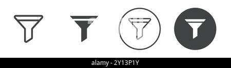 Funnel icon simple flat vector symbol outline collection set logo Stock Vector
