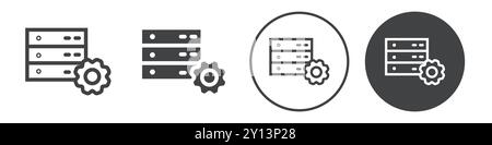 Data center configuration icon simple flat vector symbol outline collection set logo Stock Vector