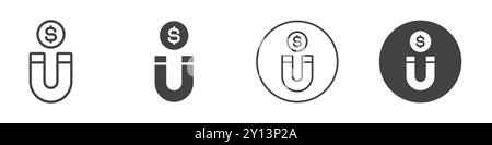 magnet money icon simple flat vector symbol outline collection set logo Stock Vector